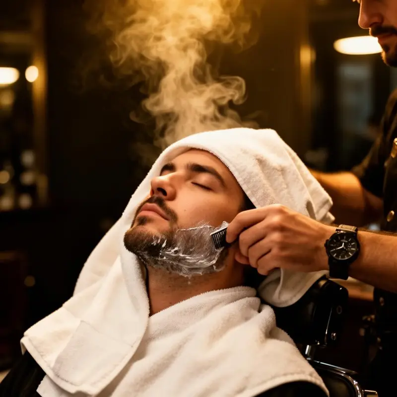 Hot Towel Shave bij Barber Poort Almere — A true indulgence. Hot towels, pre-shave oil and a classic straight razor — just like the old days.
